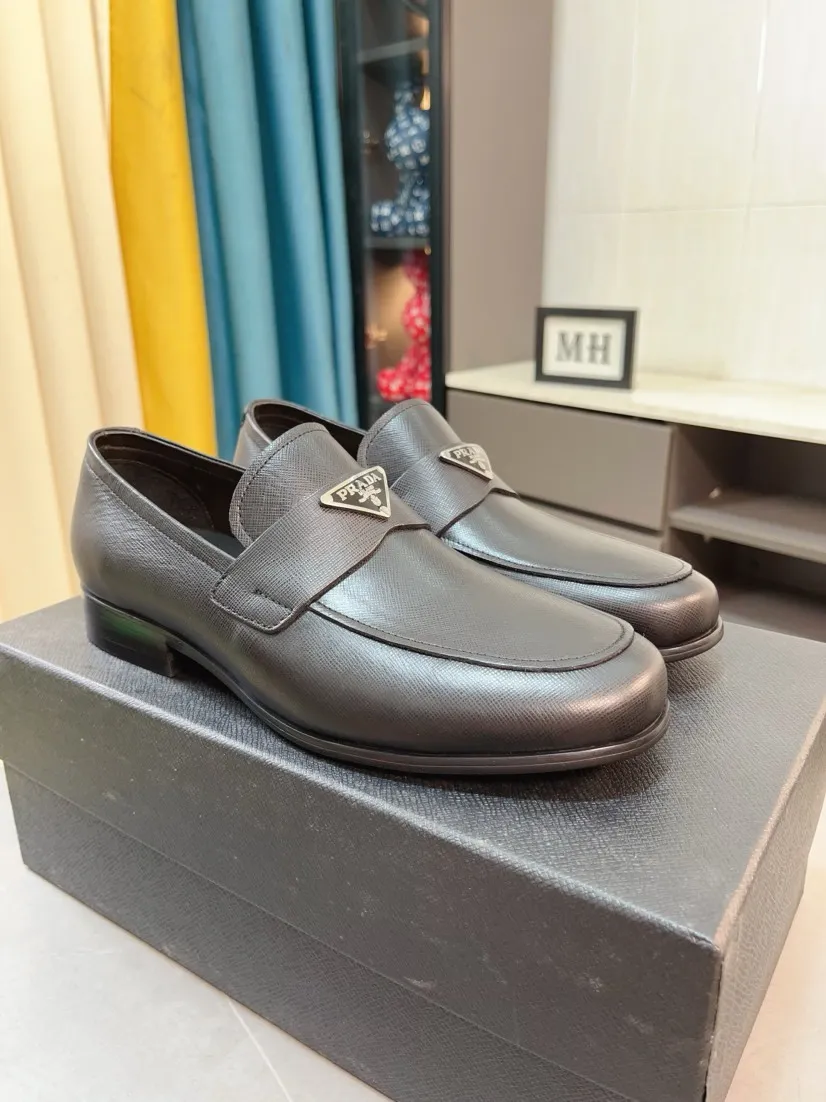 Men's shoes 💰540🌹🌹【PRADA Leather Shoes】Top purchasing agency Original imported Italian custom-made open-edge beaded cowhide leather surface, fully imported water-dyed breathable cowhide lining, original factory special molded sole super comfortable, size: 38-44